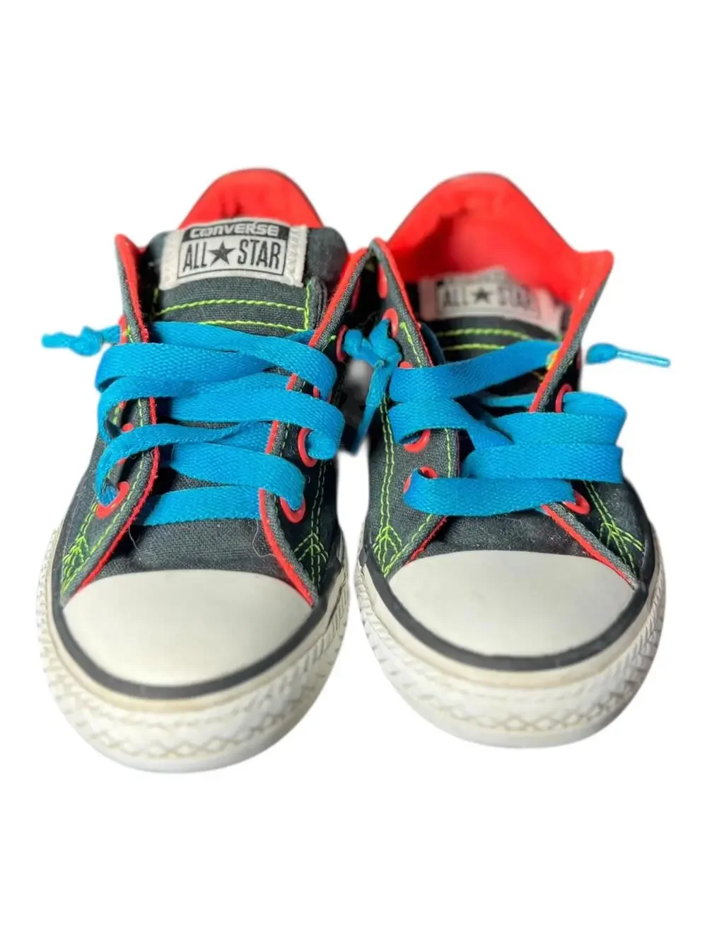 Converse Kids Low Top Sneakers Black Red Blue Lace-Up Youth Shoes
